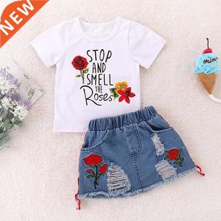 Kids Set Children's Clothes Suit Summer Flower Print Set Top
