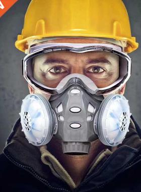 Dust Mask With Filters Safety Goggles Rubber Protective Resp