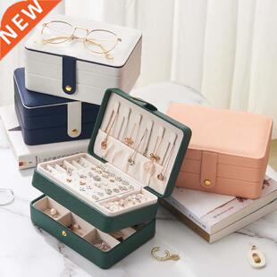 Newly Double Layer Jewelry Box Green Practical Earrings Neck