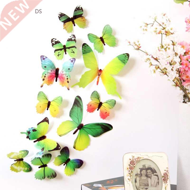 12pcs/lot 3D Butterfly Decor for New Year Party Living room