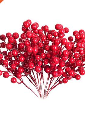 20 Pack 8inch Artificial Christmas Red Berries Stems for Chr