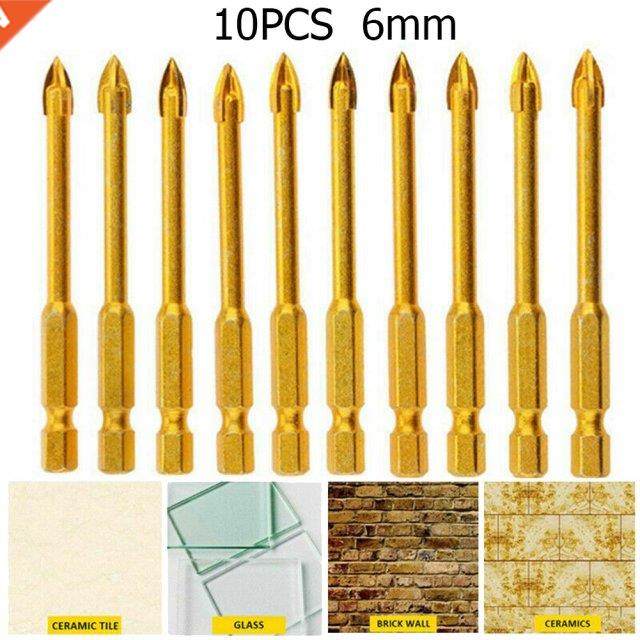 10pcs 6mm Glass Drill Bit Set Titanium Ceramic Tile Marble D