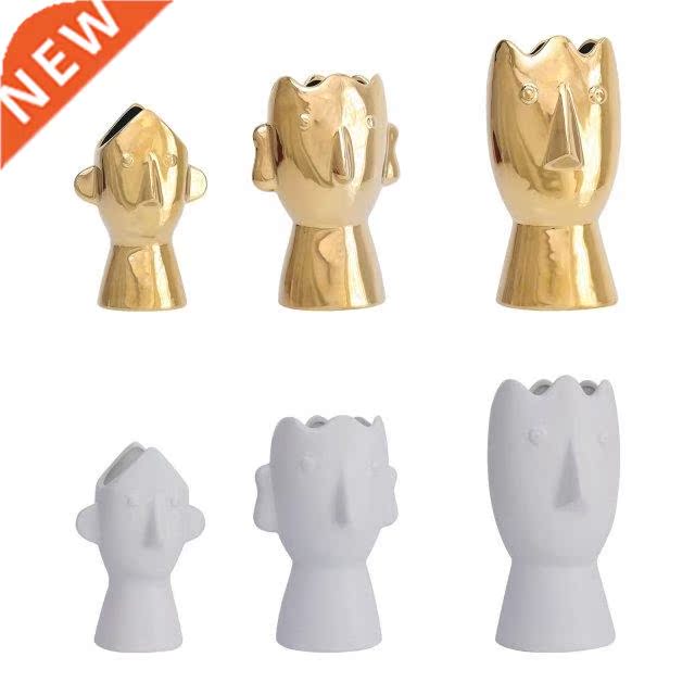 Nordic Simple Porcelain Flower Vase Plant Holder Abstract Ar