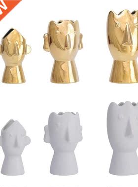 Nordic Simple Porcelain Flower Vase Plant Holder Abstract Ar