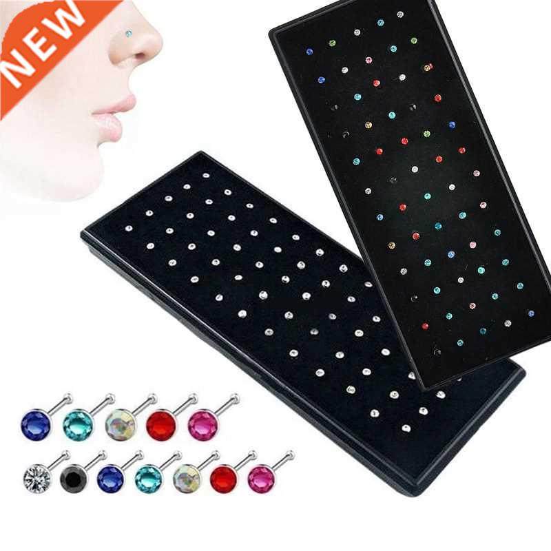 crystal rhinestone nose stud stainless surgical nose piercin