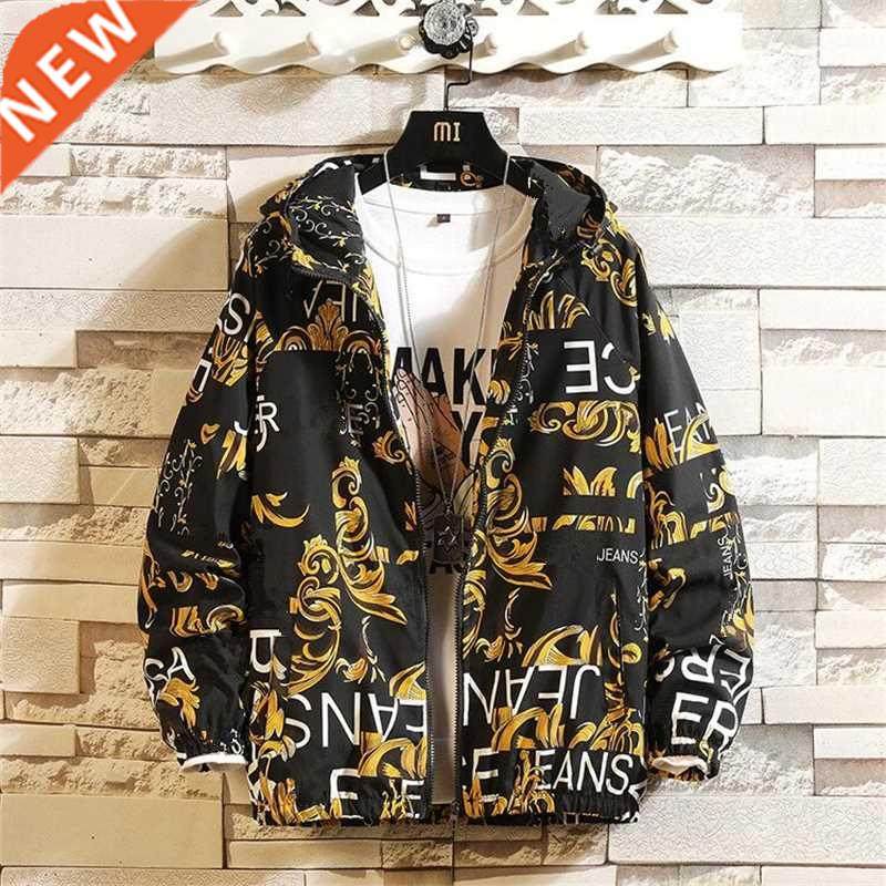 Fashion Brand Spring Autumn Men Casual Sreetwear Floral Hood