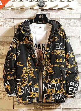 Fashion Brand Spring Autumn Men Casual Sreetwear Floral Hood
