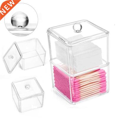 Clear Two Layer Makeup Cotton Pad Holder Organizer Swab Stor