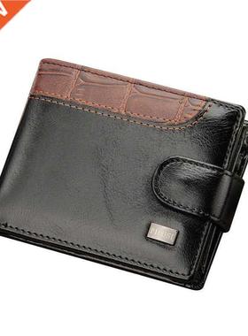 Baellerry Patchwork Leather Men Wallets Short Male Purse Wit