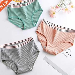 Women Spor lot Breathable Striped for Panties Cotton Pcs