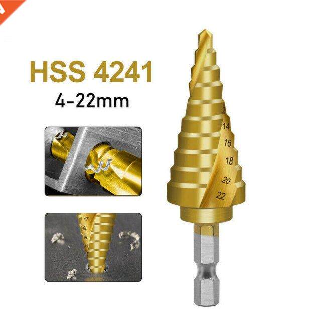 4-22mm HSS Spiral Fluted Step Cone Drill Bit Titanium Carbid