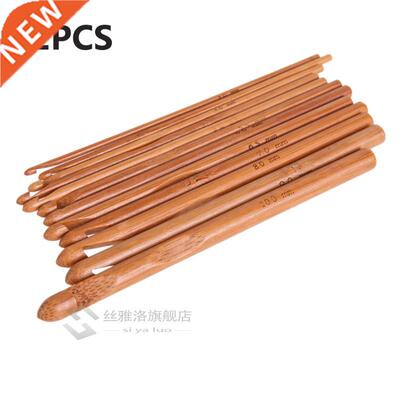12Pcs Bamboo Handle Crochet Hooks Knit Weave Yarn Craft Knit