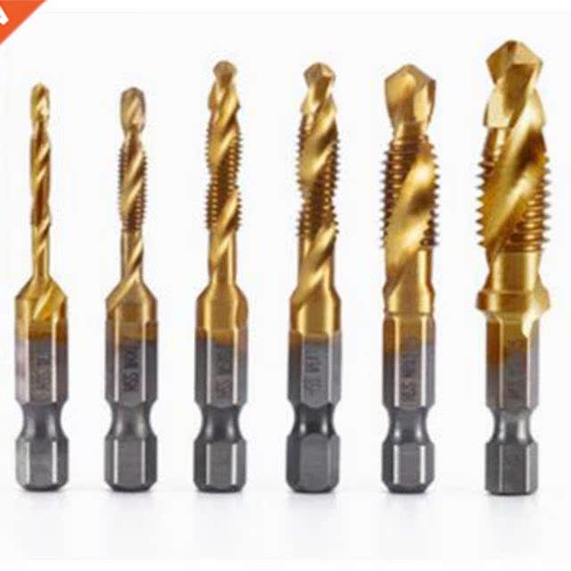 12PCS Hex Shank Ttanum Plated HSS Screw Thread Metrc & n