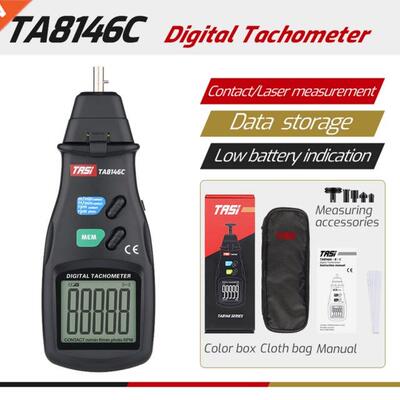 TASI TA8146A Handheld Digital Tachometer 2.5-99999RPM Non-co
