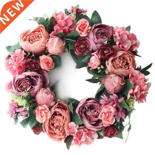 Wreath Artificial Flower with Peony Door Gree inch