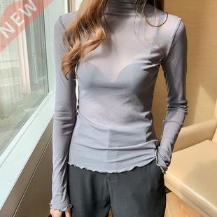 Shirts Tran 3XL Autumn Female Tees Blouses Mesh Girls Size