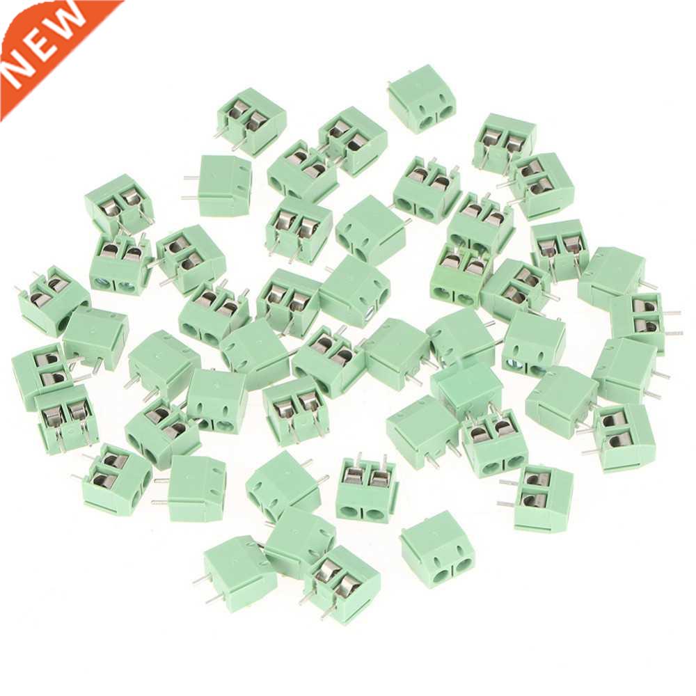 50pcs 2 Pin 5mm Pitch Green PCB Screw Terminal Block Connect