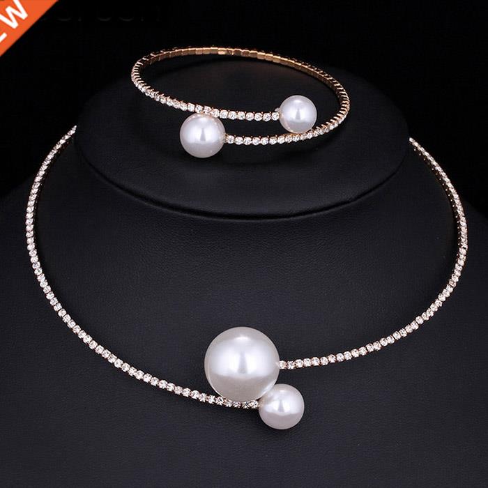 Fashion Women Simple Simulated Pearl Bridal Jewelry Sets Cry