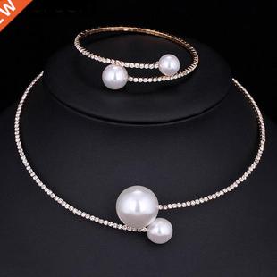Simulated Pearl Bridal Fashion Sets Simple Jewelry Cry Women