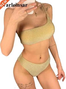 High Waist Bikini Shiny Swimsuit Sparkling Female Glitter