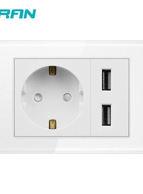 SRAN Two gang E socket with usb,dual usb charger port 5v 2.1
