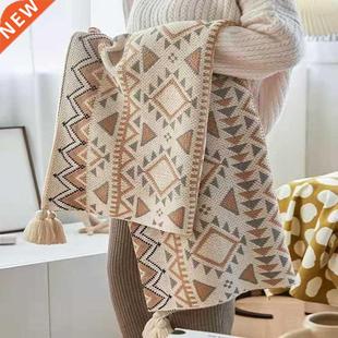 Blankets Plaid Bohemian Soft Nap Knitted Tapestry Bla Tassel