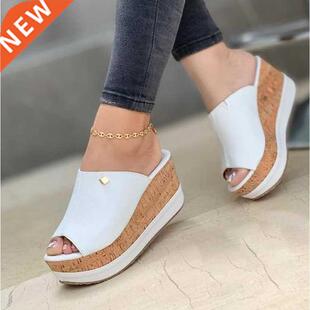 Wedge Slippers Women Shoes 2022 Summer Peep Toe Sandals Fash