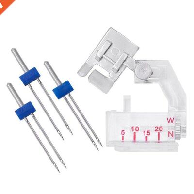 Sewing Machine Foot with Double Machine Needles Kit Hemming