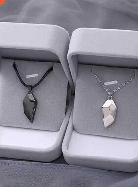 1Pir Mgnetic Couple Necklce For Lovers Gothic Punk Hert