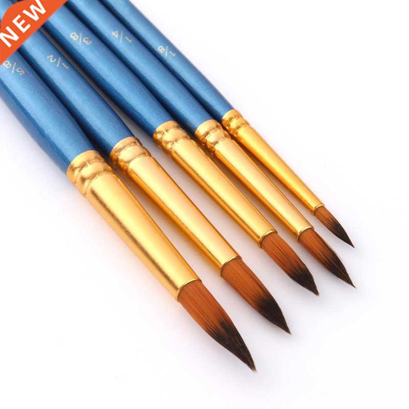 5Pcs Paint Brushes Set Nylon Hair Painting Brush Short Rod F