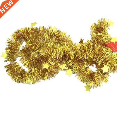 Gold Tinsel Garland Star Ribbon for Christmas Tree Decoratio