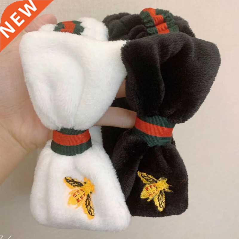 2021 Women Hair Accessories Embroidery Bee Coral Fleece Wash