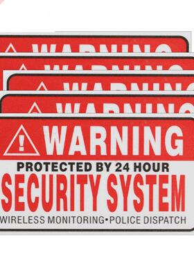 5Pcs/Set Warning Protected By 24 Hour Security System Sticke