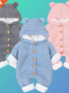Newborn Baby Clothes Cardigan Hooded Rompers Autumn Winter G