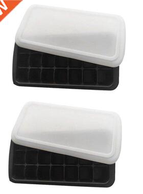 Ice Square Trays Set of 2, Silicone Ice Maker for Whiskey Co