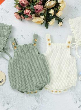 Baby Spring Autumn Clothes Set Knitted Romper Triangle Crotc