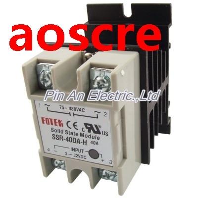 Solid State Relay SSR-40DA-H 40A 3-32V DC 75-480V AC w Alumi
