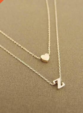 Double layer peach heart letter necklace women fashion creat