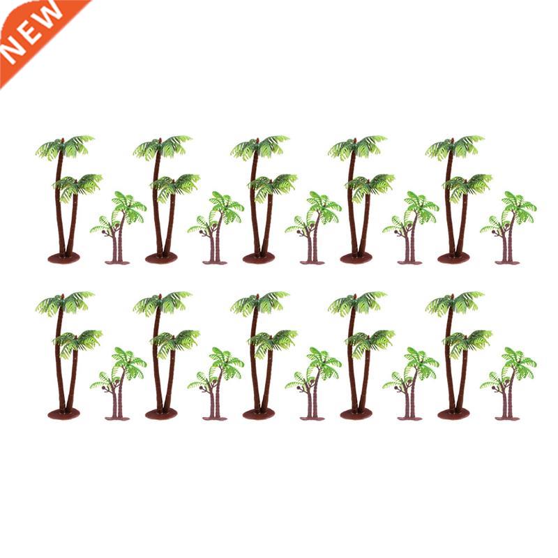 10 Pcs Simulation Plastic Palm Tree Model Cake Layout Props