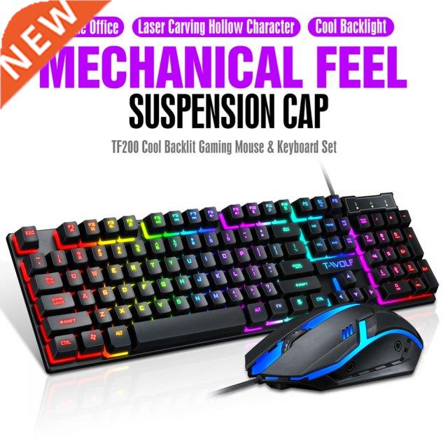 TF200 USB Wired Gaming Office Ergonomic 104Pcs Keyboard Mous