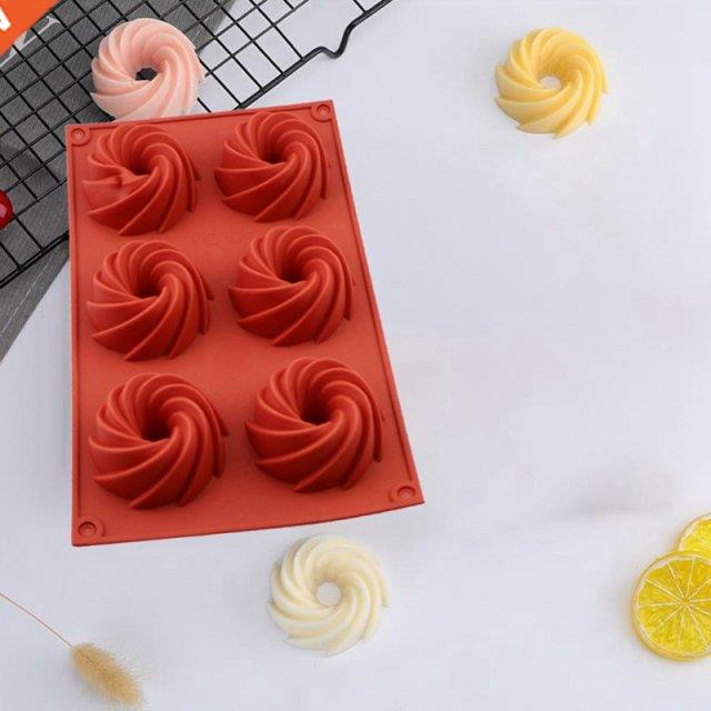 2 Pack 6 Hole Donut Swirl Cake Mold Handmade Soap Mold  C