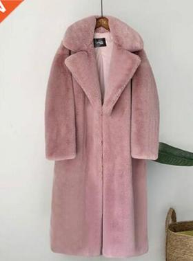 2021 New Women Winter Warm Faux Fur Coat Thick Women Long Co
