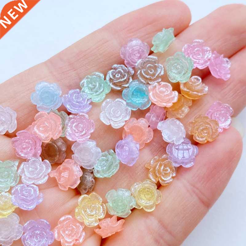 100Pcs New Cute Mini Shiny Flowers Flat Back Resin Cabochons