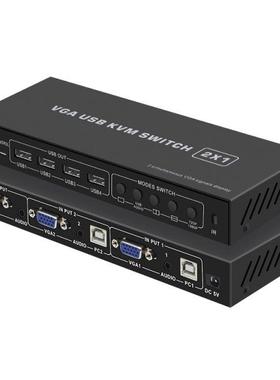 VGA KVM Swtcher 2X1 VGA Mult-vewer functon wth audo n