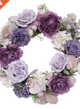 Artificial Rose Peony Wreath Spring Summer Wreath for Front