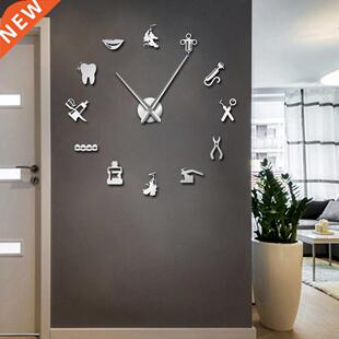 Dentist Tools Frameless 3D Wall Clock Dental Practitioners C