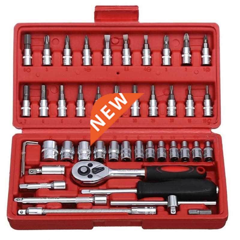 New 46pcs/set Professional Wrench Socket Set Hardware Car Bo