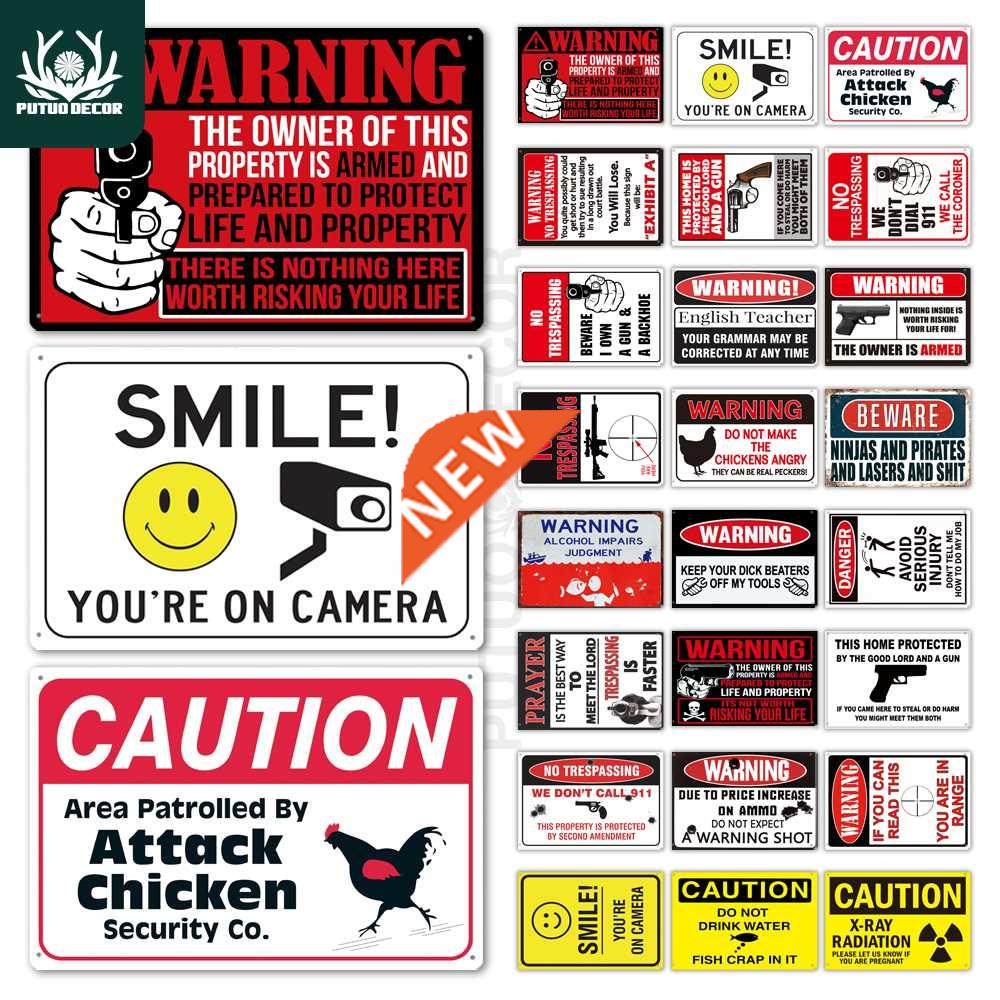 Putuo Decor Funny Warning Signs Tin Sign Plaque Metal Plates