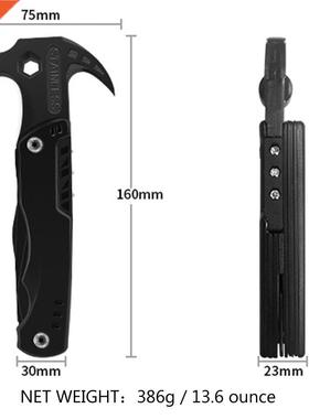 Portable Pocket Multitool Claw Hammer Stainless Steel Tool W