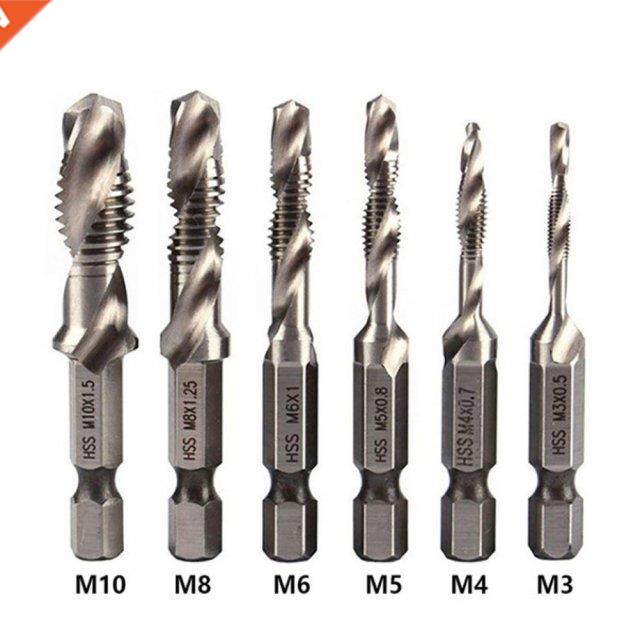 M3-M10 Titanium Plated HSS Tap Drill Bits Hex Shank Screw Th